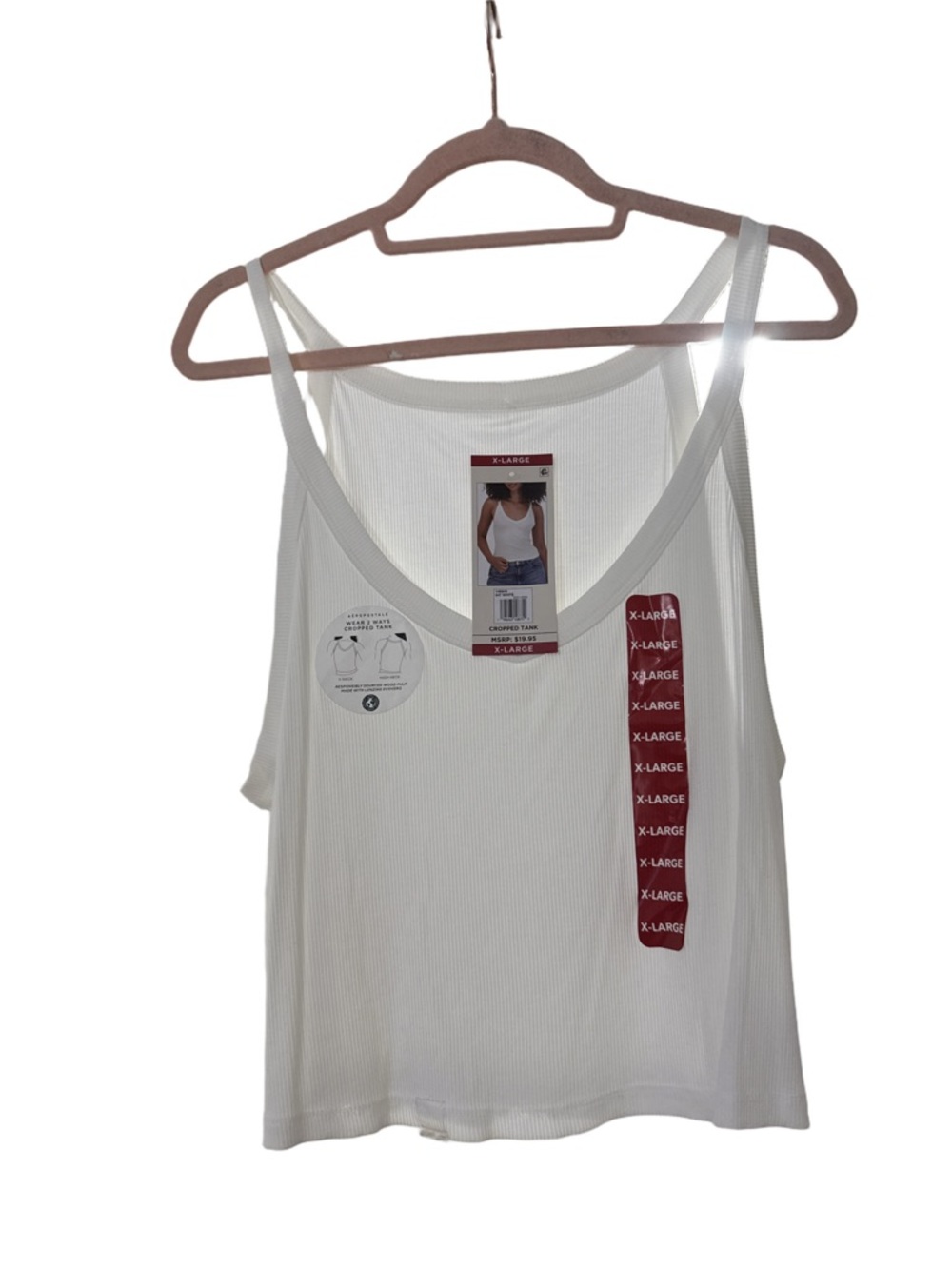 Women's White Ribbed Tank Top - X-Large